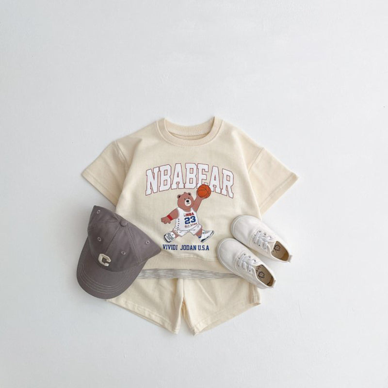 【BABY&KID】夏新作 ベア&ロゴプリントセットアップSK091204