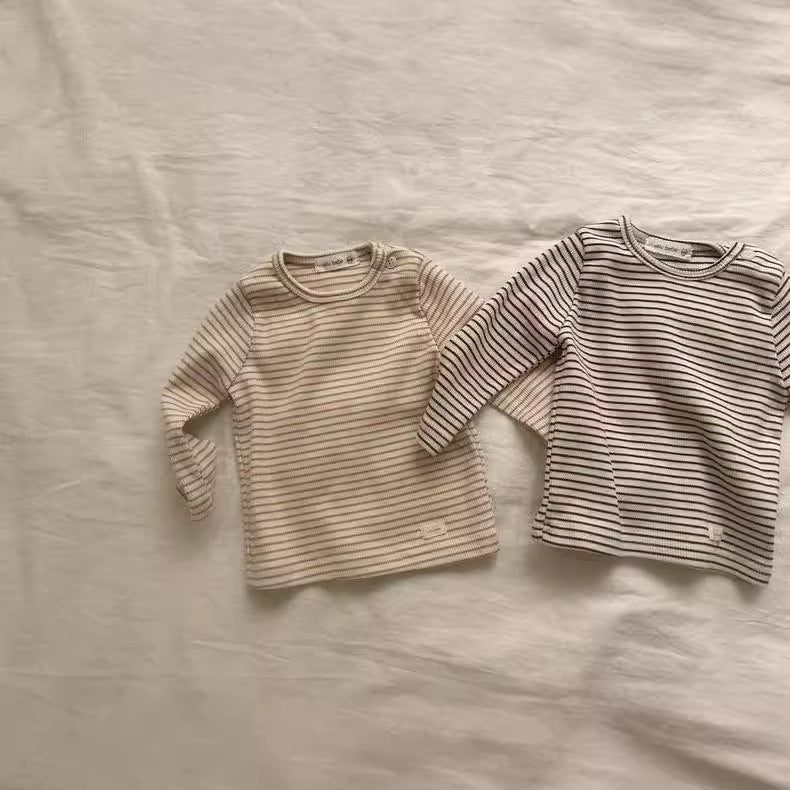 【BABY&KID】韓国風 暖かいボーダーセットアップSK021505