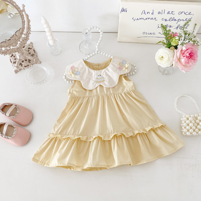 【BABY】夏新作 バルーン刺繍襟ワンピースSK082608