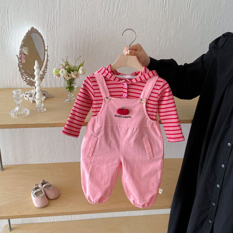 【BABY&KID】ボーダーフーディ、りんごサロペットSK100840