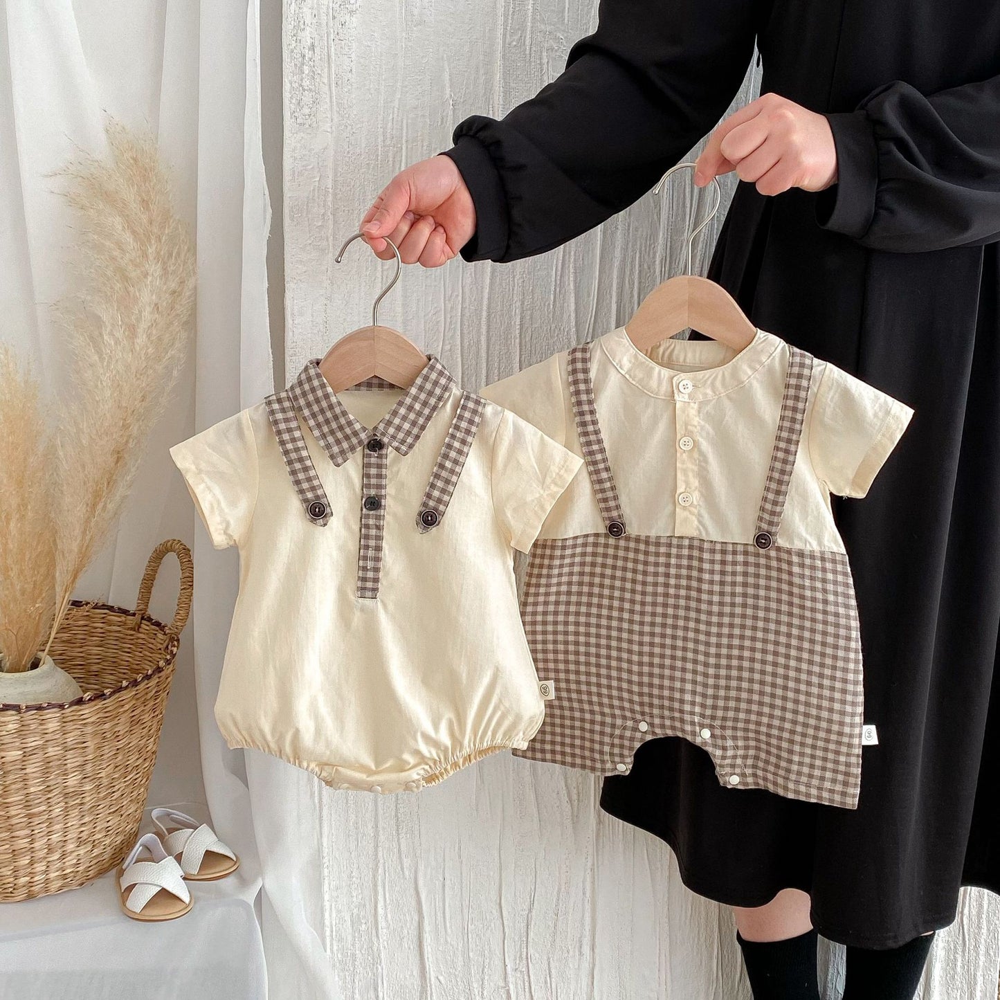 【BABY】夏新作 プリンスチェックロンパース、オールインワンSK062328