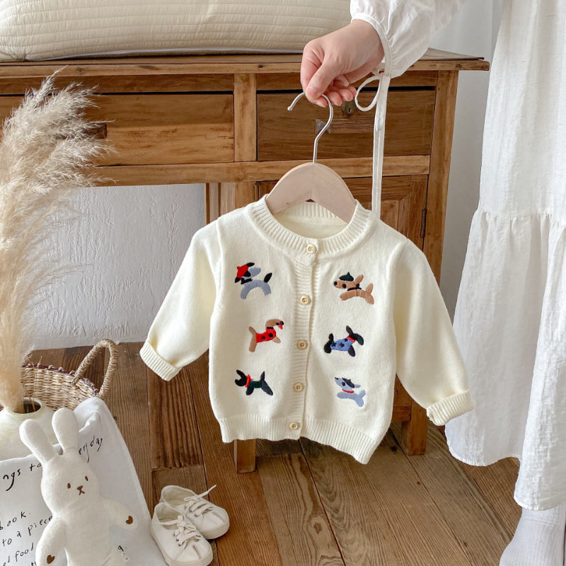 【BABY】わんちゃん刺繍ニットカーディガンSK092426