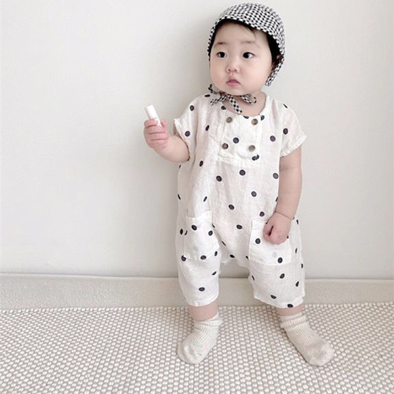 【BABY】夏新作 ドット柄、無地ロンパースSK072019