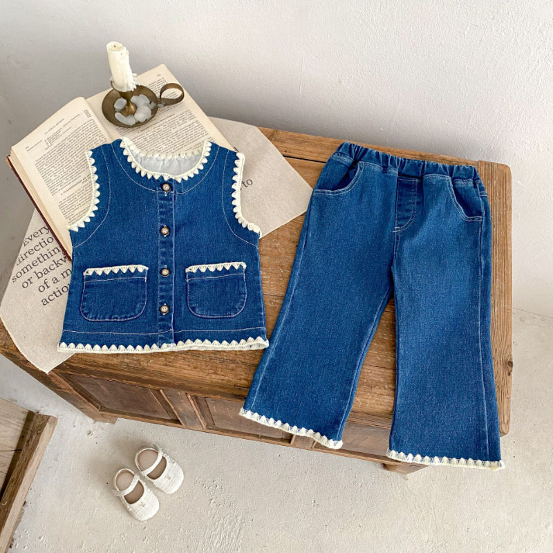 【BABY&KID】デニムベスト、ストレートデニムパンツSK100635