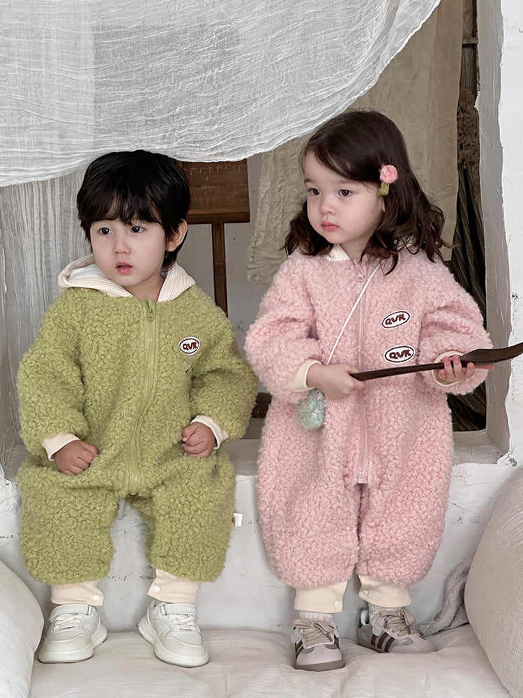 【BABY】帽子付き裏起毛ロンパースSK11551