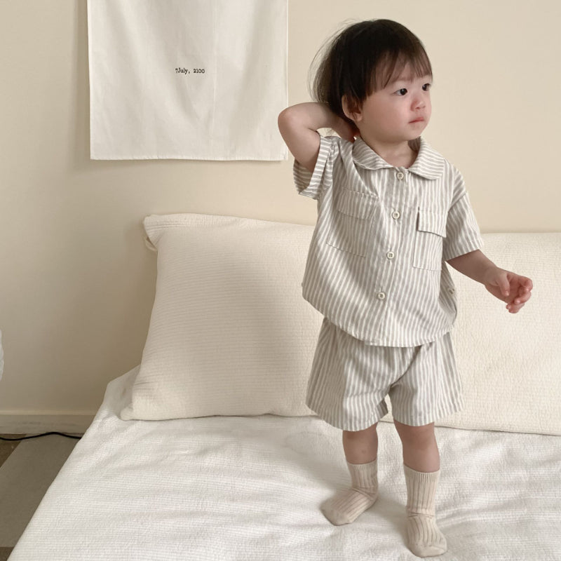 【BABY&KID】夏新作 韓国風ストライプ、チェックセットアップSK092222