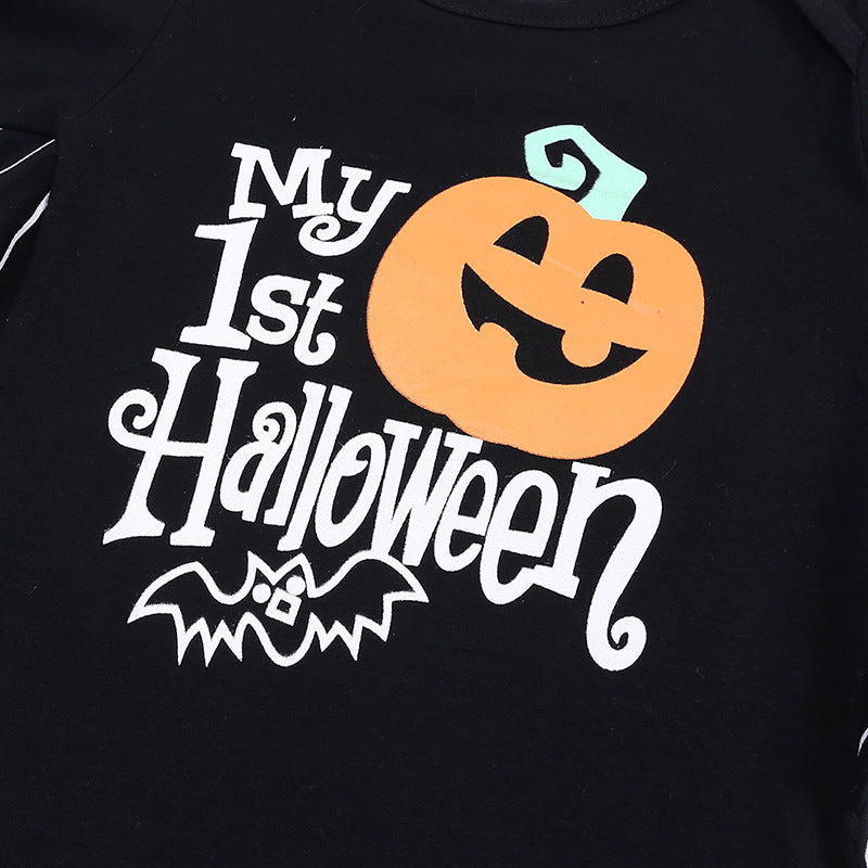 【BABY】パンプキンロゴハロウィンロンパースSK102009