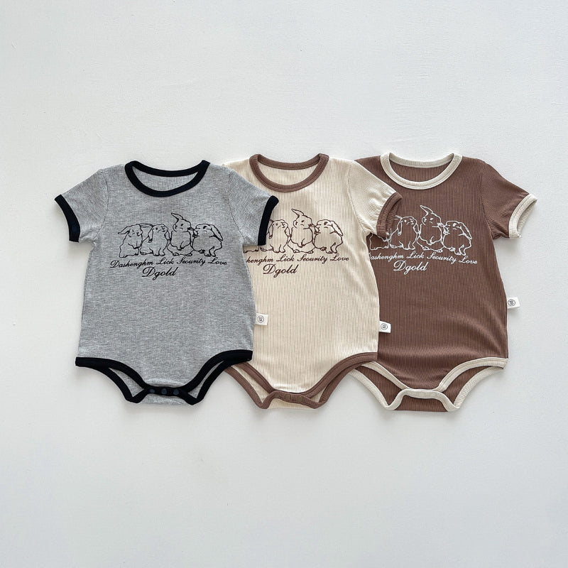 【BABY】夏新作 カートゥーンうさぎ柄ロンパースSK091323