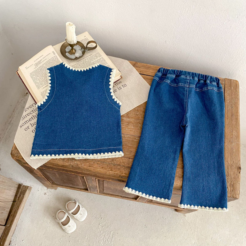 【BABY&KID】デニムベスト、ストレートデニムパンツSK100635