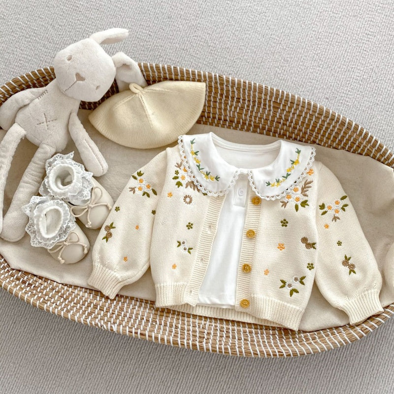 【BABY】花刺繍ニットカーディガンSK092827