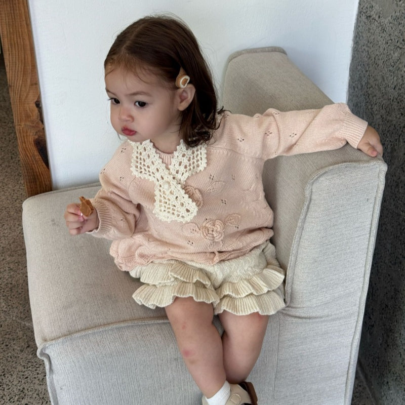 【BABY&KID-予約限定】手編みフラワーニットセーターSK102234
