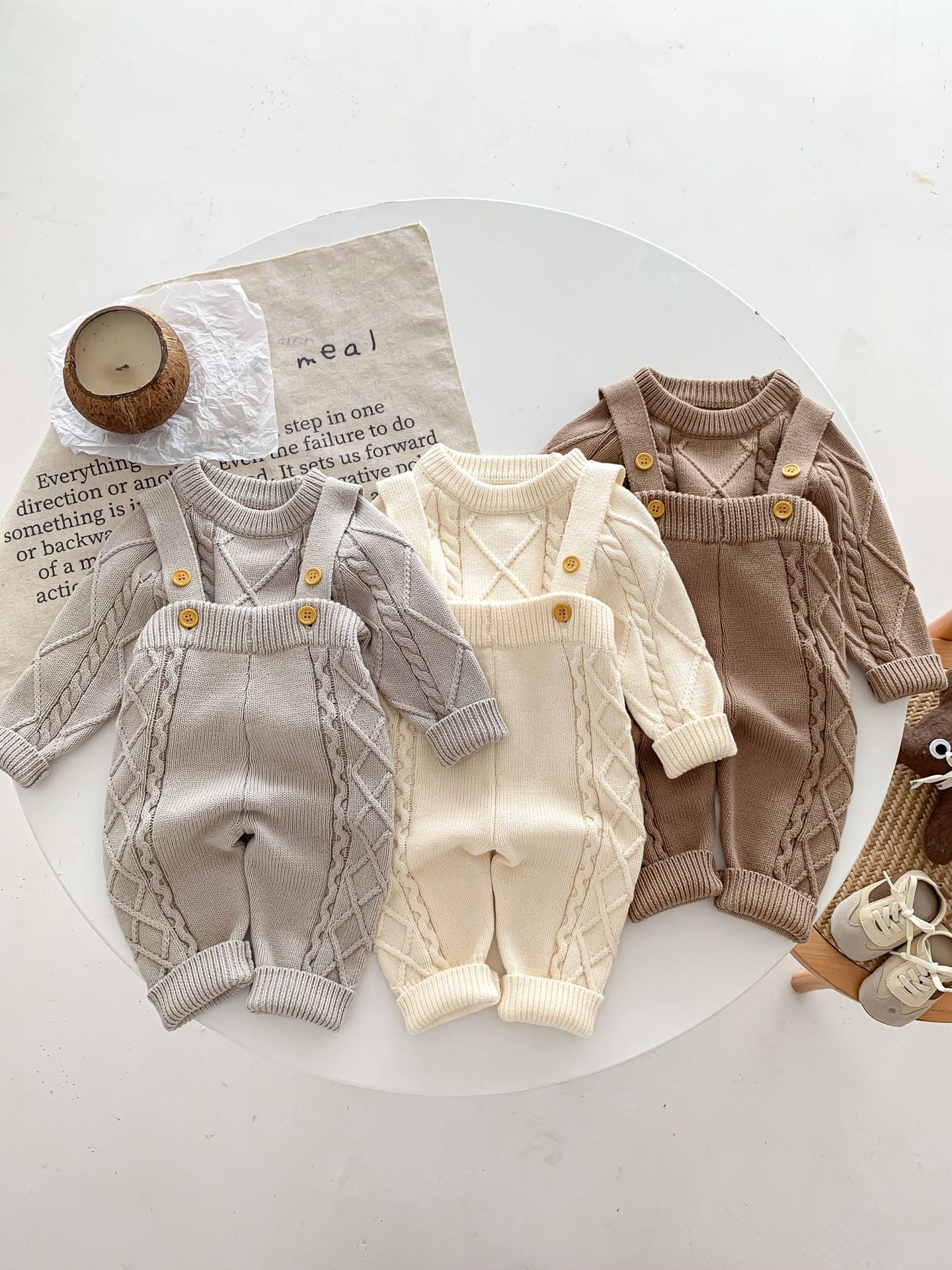 【BABY&KID】ケーブル編みニットサロペット、セーターSK022406
