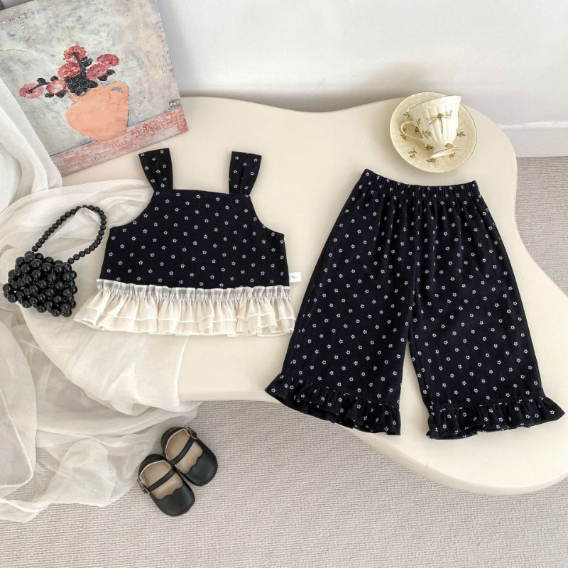 【BABY&KID】フリル裾ベスト&パンツ、レースドールカラーブラウスSK100844