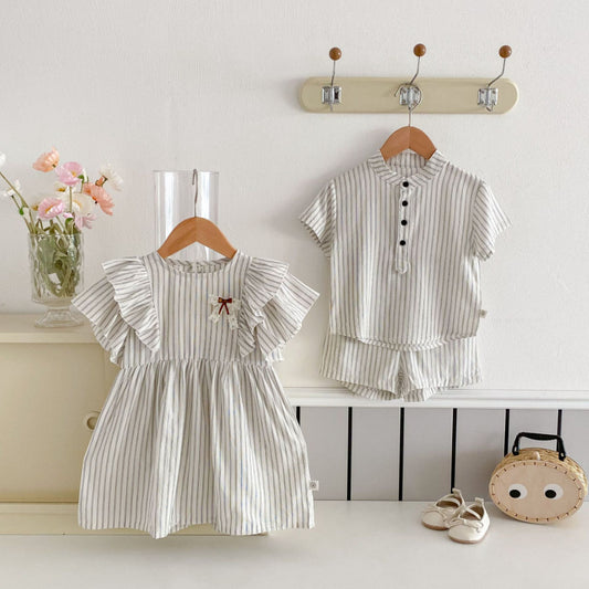 【BABY&KID】夏新作 リンクコーデストライプワンピースorセットアップSK062601