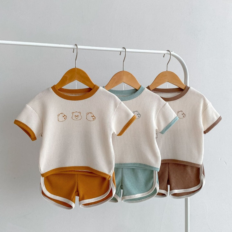 【BABY】夏新作 ワッフルくまセットアップSK091605