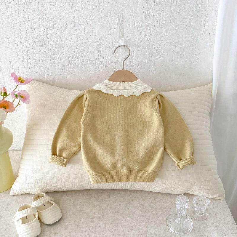 【BABY】フリル襟刺繍ニットカーディガンSK092425