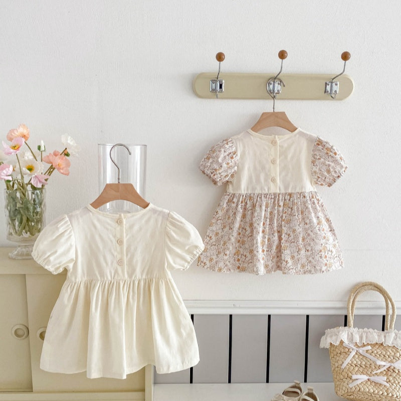 【BABY&KID】夏新作 フラワー、無地ワンピースSK080308