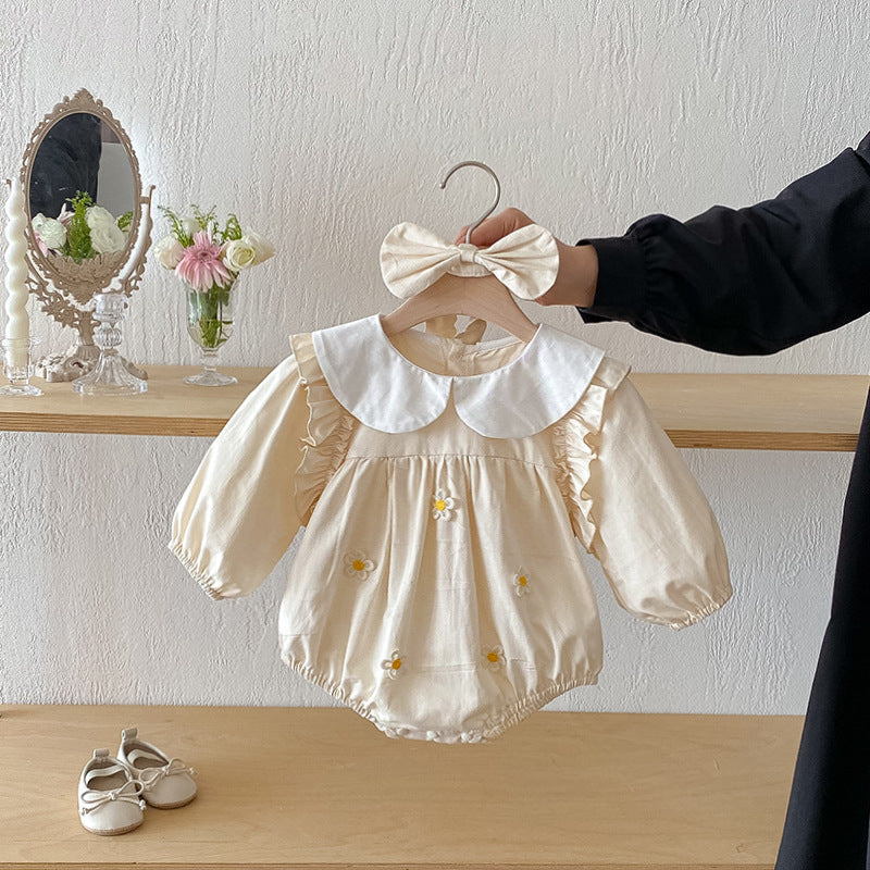 【姉妹服】小花イエローフラワーロンパース、ワンピースSK101115