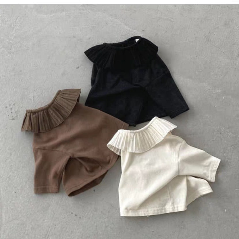 【BABY&KID】韓国風 可愛いフリル襟TシャツSK020915