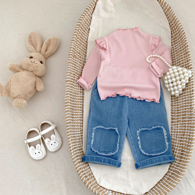 【BABY&KID】フリンジストレートデニムパンツSK100628