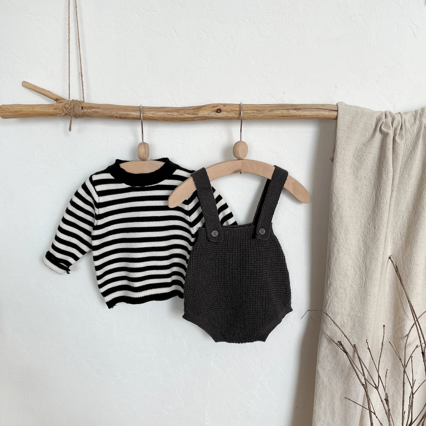 【BABY&KID】ボーダー柄長袖TシャツORサロペットSK022201