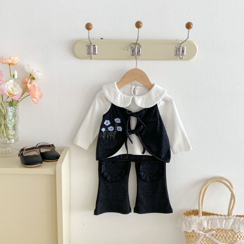 【BABY&KID】レトロベスト&フレアパンツセット、長袖TシャツSK092440