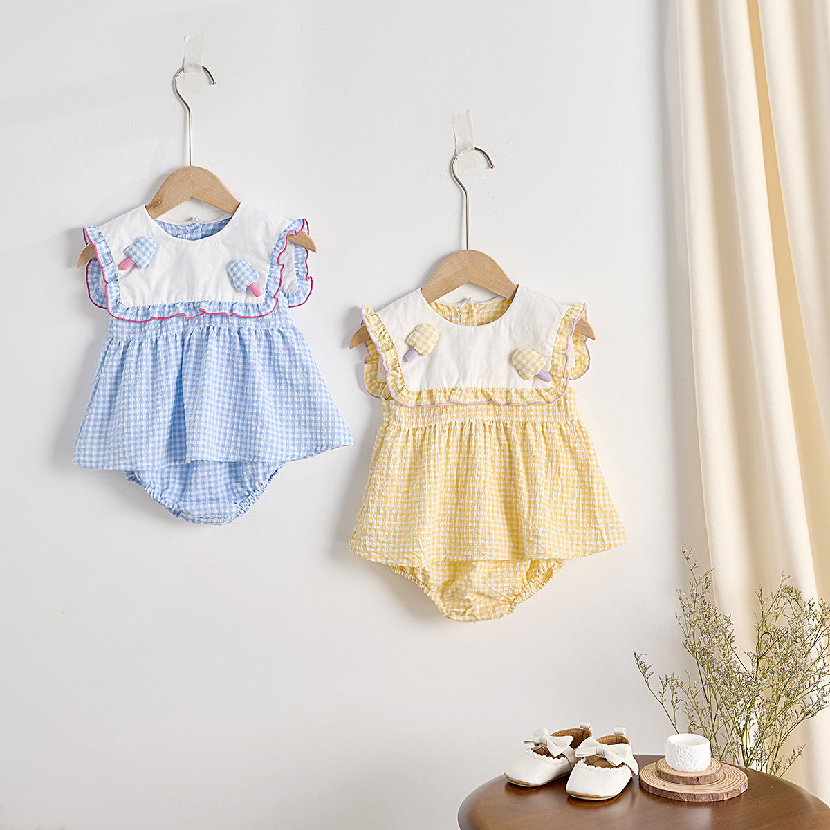 【BABY】夏新作 アイスクリームグリッドセットアップSK072310
