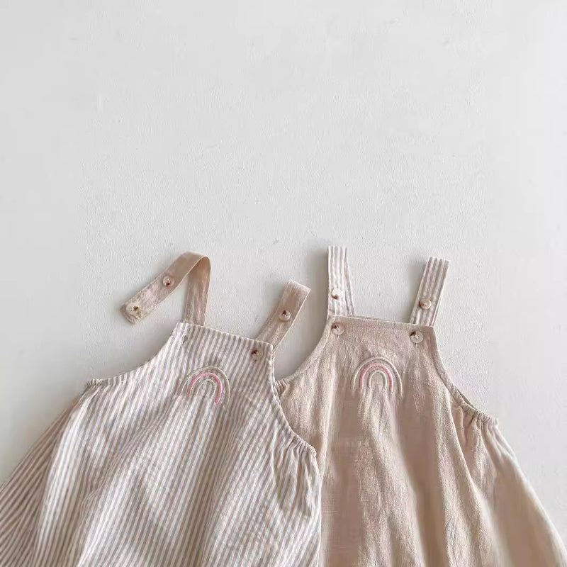 【BABY】夏新作 虹刺繍サロペット、薄手コットン半袖TシャツSK071016