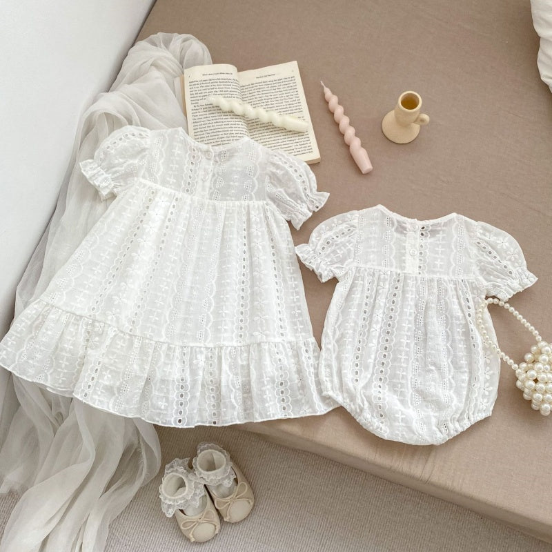【BABY&KID】夏新作 チューリップレース刺繍ロンパース、ワンピースSK071934