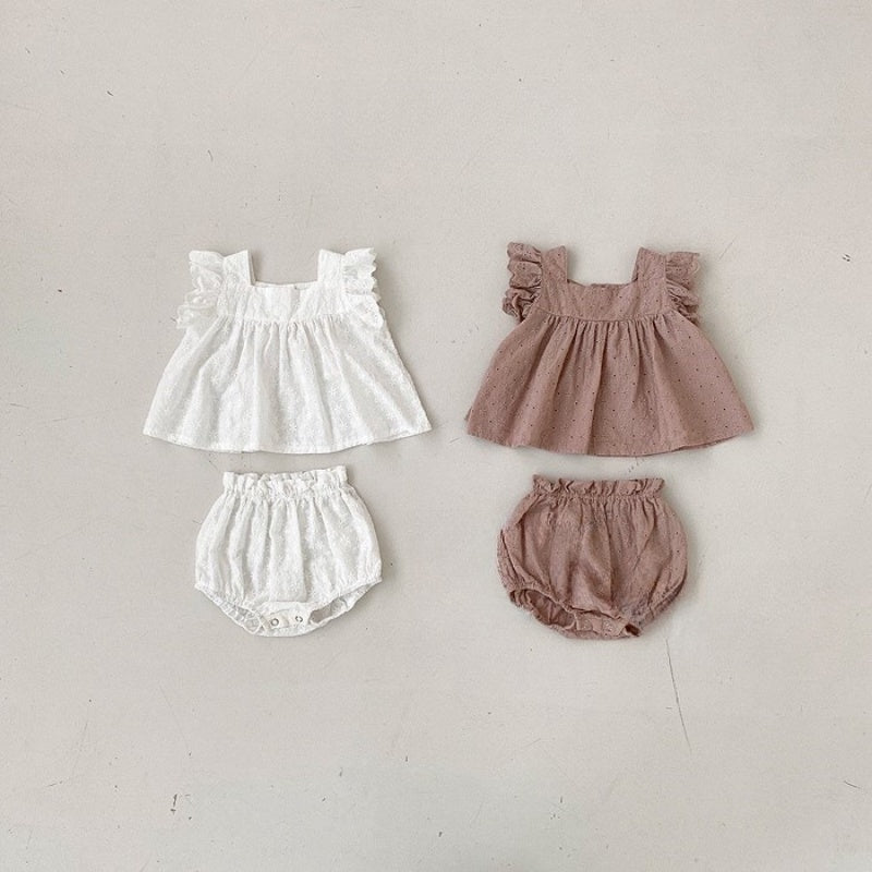 【BABY】夏新作 レースビスチェ&小飛袖セットアップSK072511
