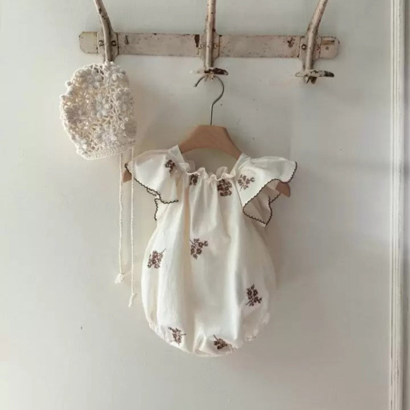 【BABY】夏新作 刺繍入りコットンロンパースSK082515