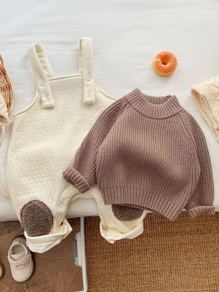 【BABY&KID】冬新作冬新作フリースポケット付けサロペット&インナーシャツ2点セットSK11418