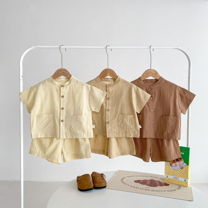 【BABY&KID】夏新作 無地半袖セットSK071023