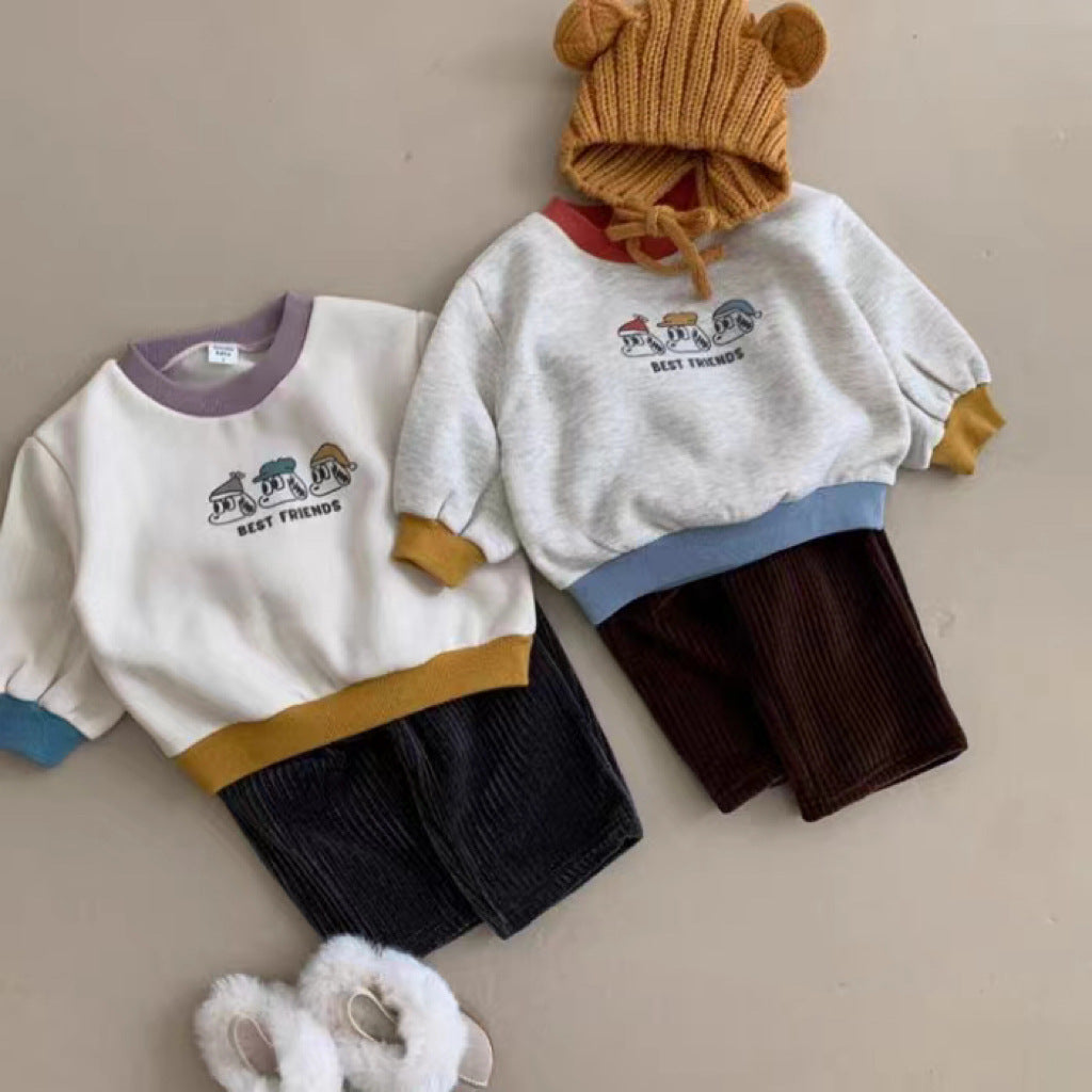 【BABY】無地リブ接ぎ付きロングパンツSK022106