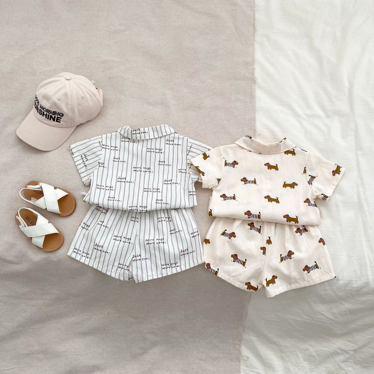 【BABY&KID】夏新作 ストライプ、ペット柄セットアップSK061804