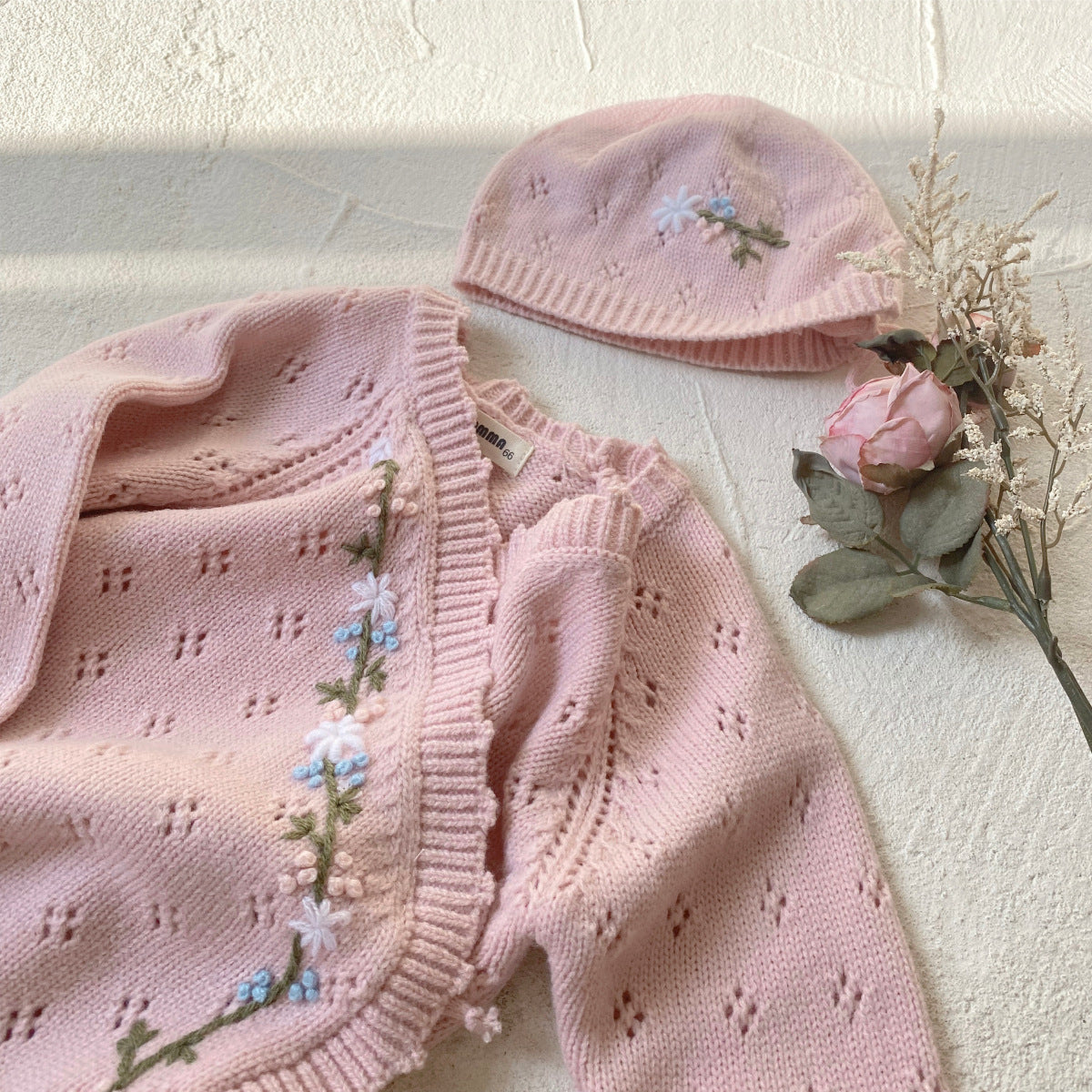 【BABY&KID】フラワー刺繍ニットロンパースSK023021