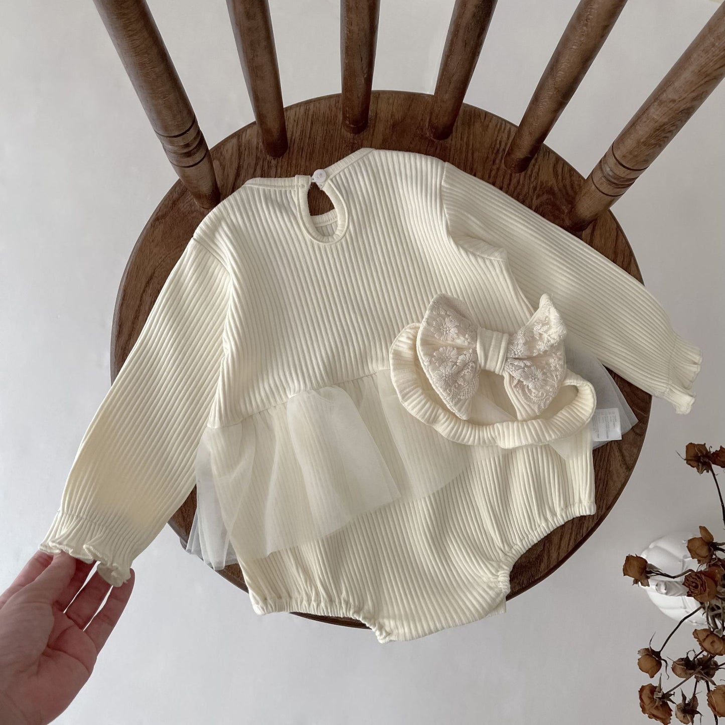 【BABY&KID】韓国風 レースワッフルロンパースSK021701