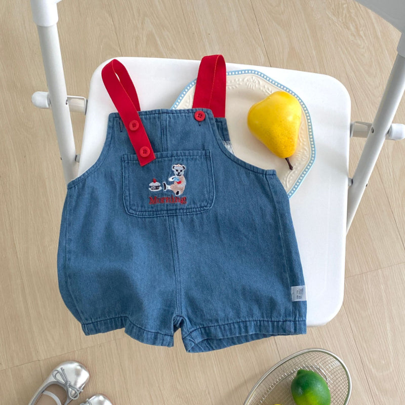 【BABY】夏新作 くま刺繍デニムサロペットSK092624