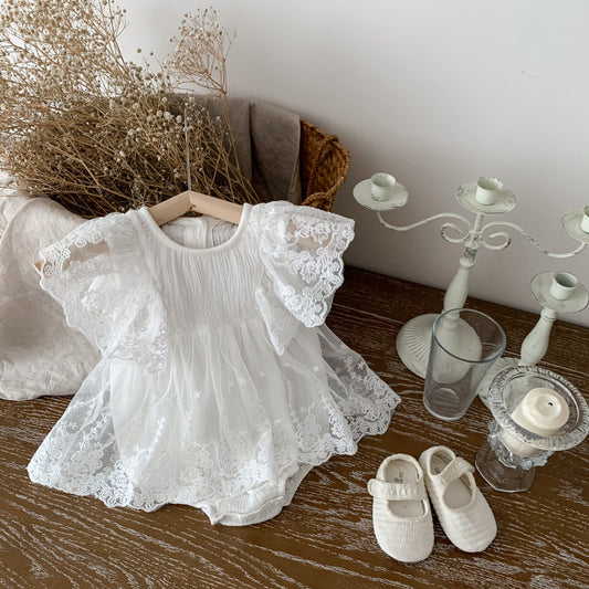 【BABY】夏新作 レース刺繍ロンパースワンピSK081703