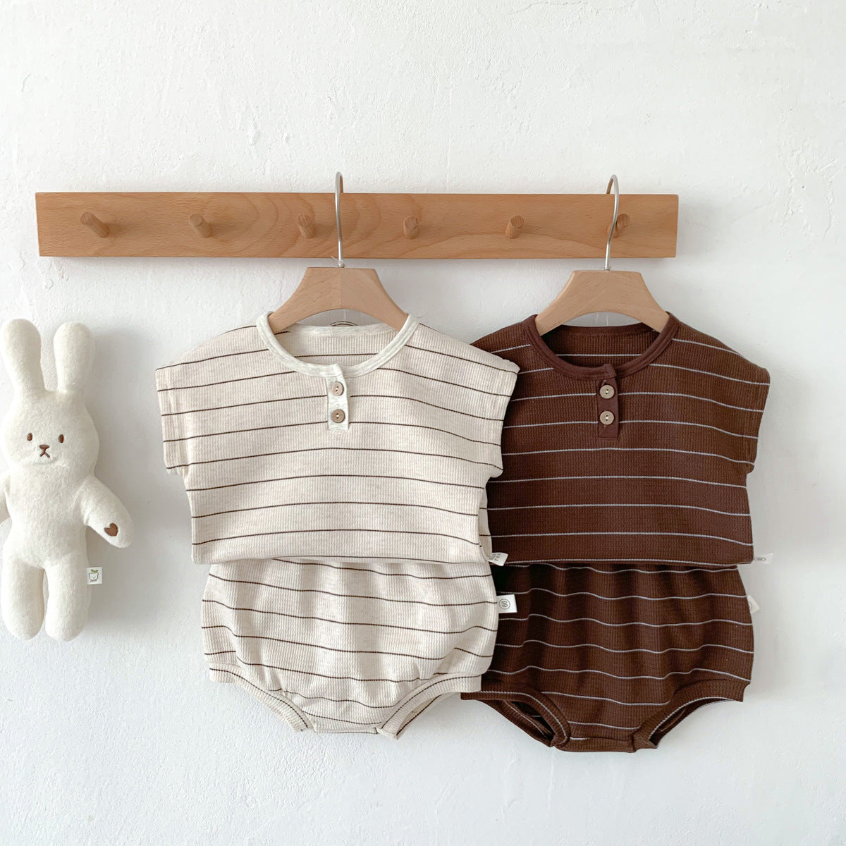 【BABY】夏新作 ボーダーワッフルセットアップSK062907