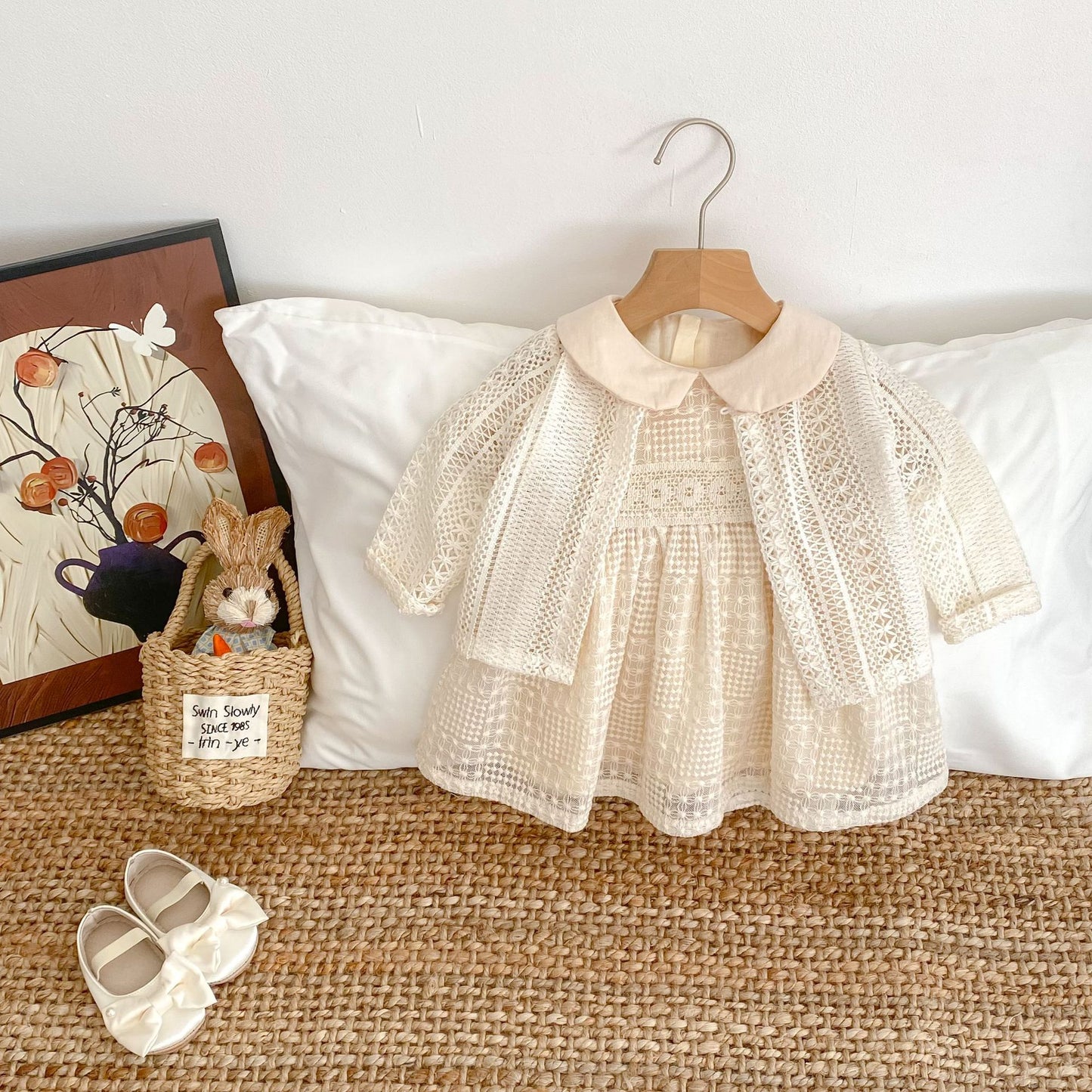 【BABY&KID】夏新作 パフスリーブ刺繡ワンピースSK063106