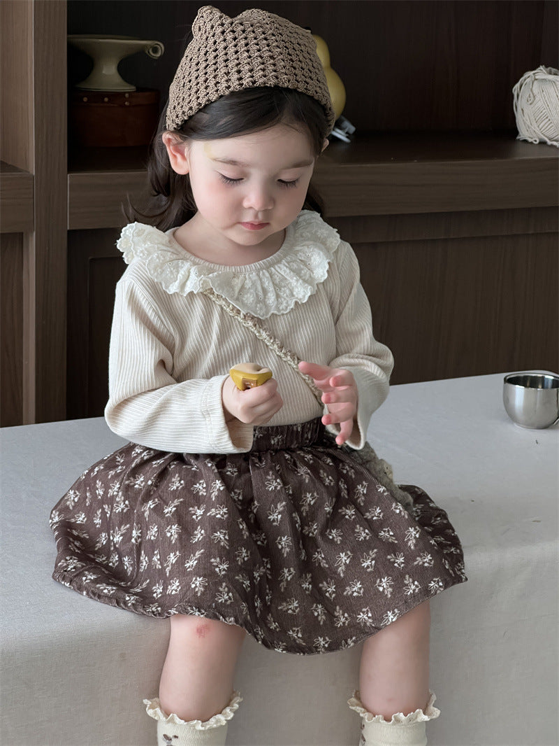 【BABY&KID】レース襟トップス、スカートSK021502