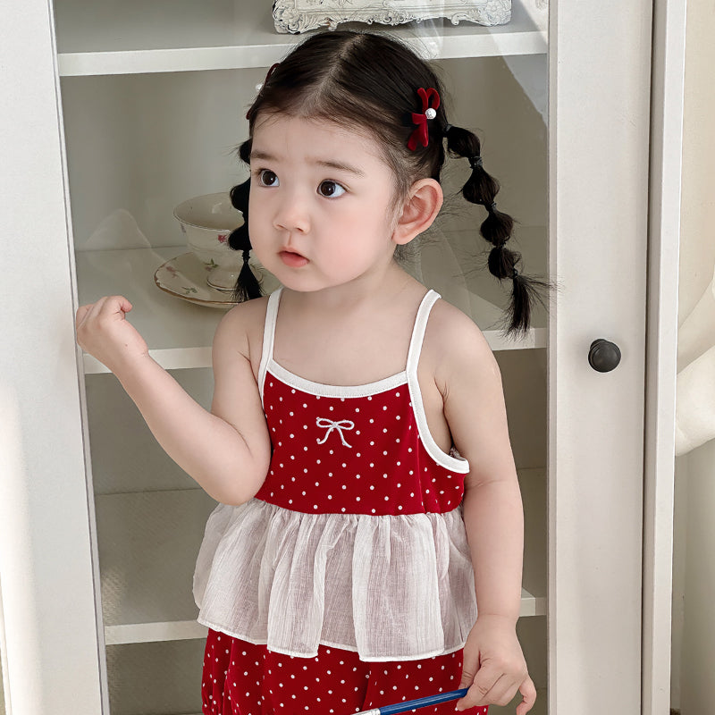 【BABY】夏新作 蝶結びドットロンパースSK091813