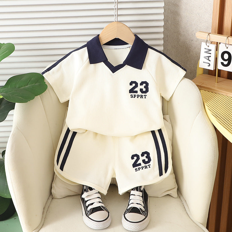 【BABY&KID】夏新作 ナンバーカラーシャツ半袖セットアップSK092629
