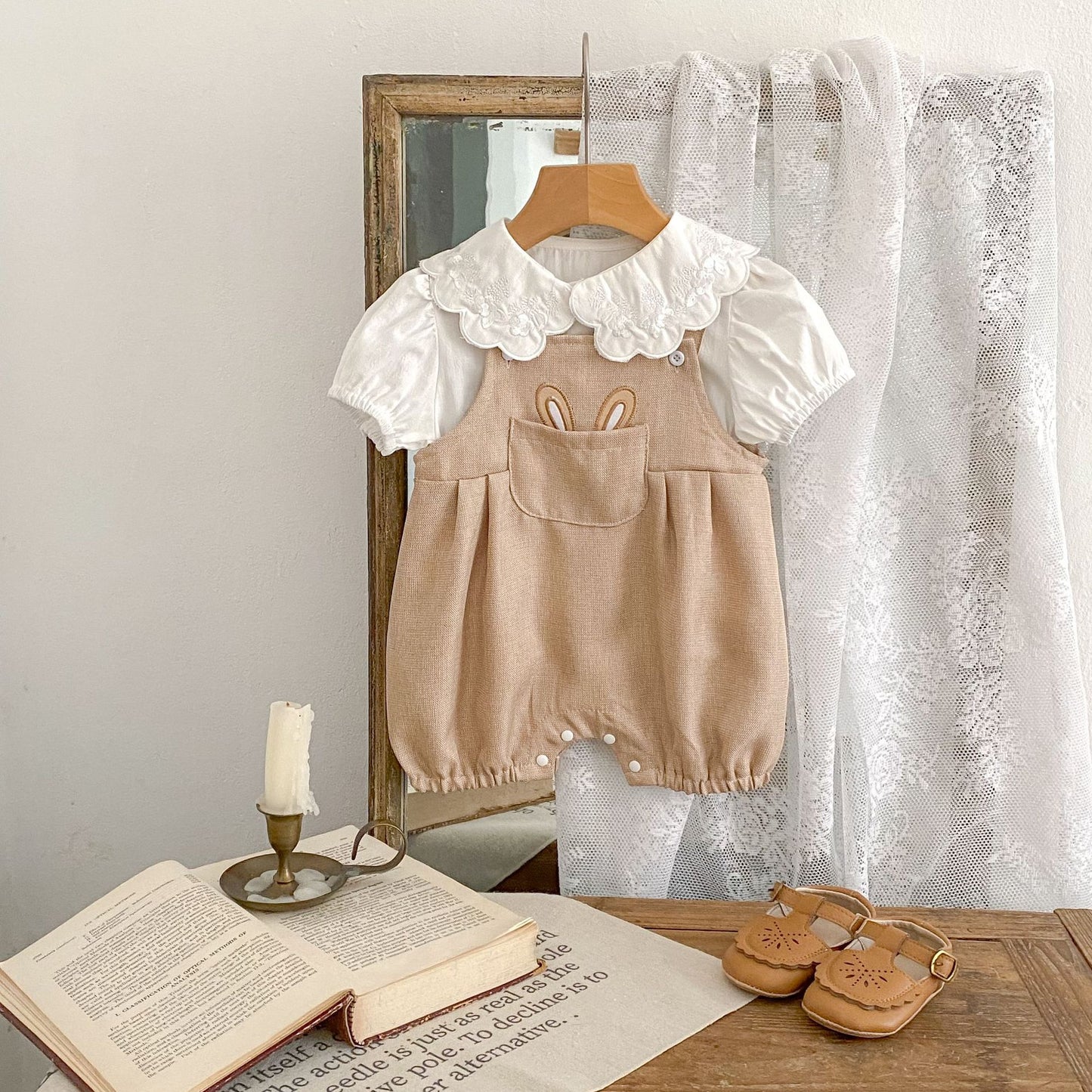 【BABY】夏新作 ウサギ耳刺繡可愛いサロペットSK061713