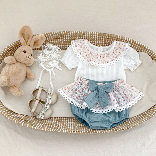 【BABY&KID】夏新作 小花レースセットアップSK090320