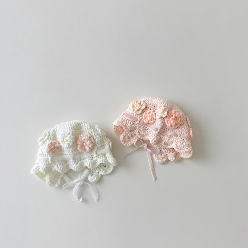 【HAT】透かし編み花柄ニット帽子SK101605