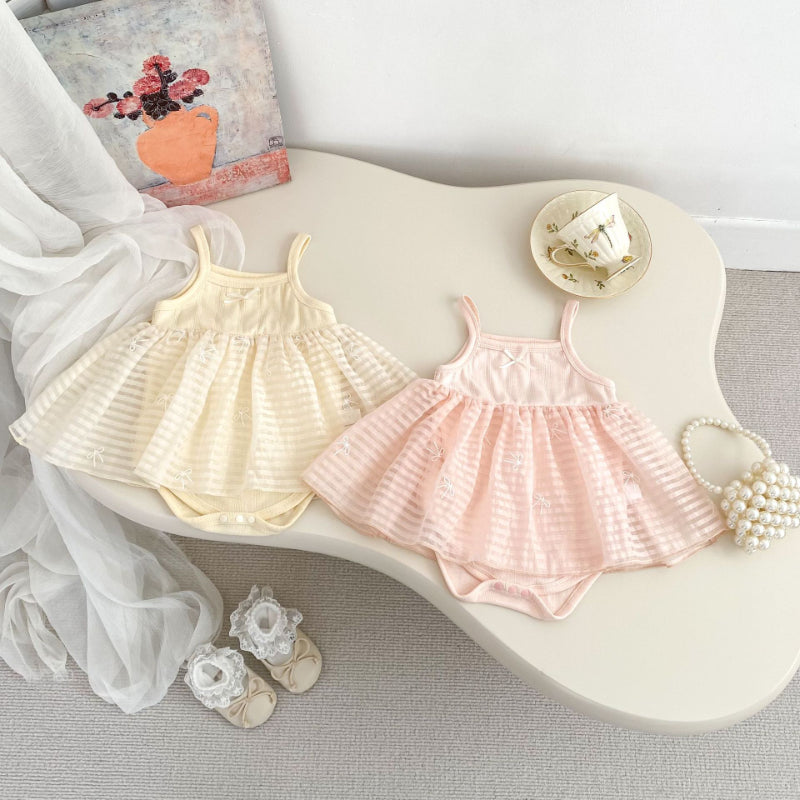 【BABY】夏新作 チュールリボンロンパースワンピース&無地カーディガンSK072306