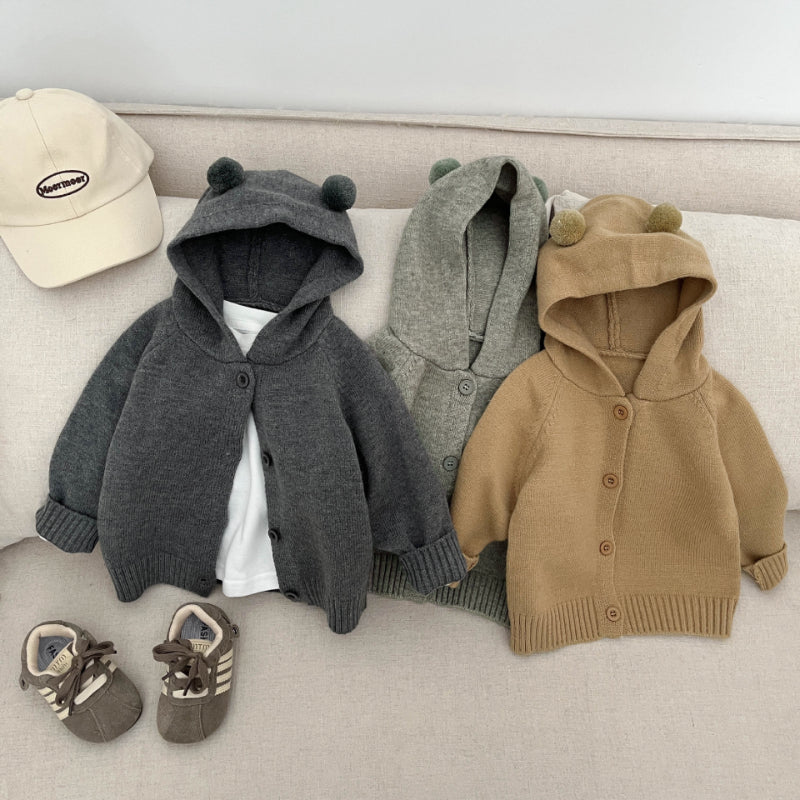 【BABY&KID】可愛いフード付きニットカーディガンSK100215