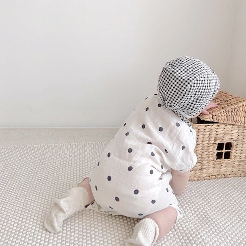 【BABY】夏新作 ドット柄、無地ロンパースSK072019